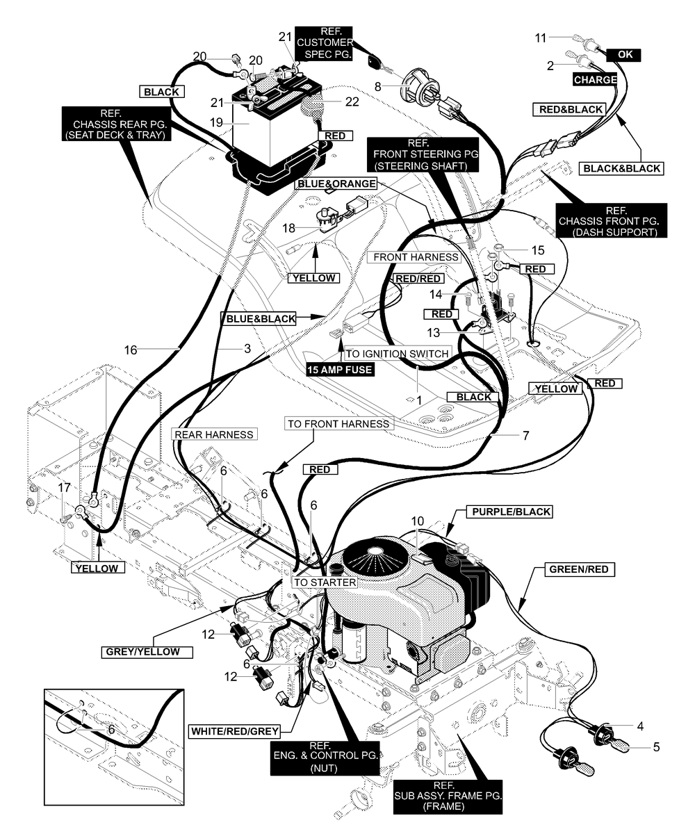 Electrical Assembly Diagram and Parts List for 425608X58A 2001 Briggs and Stratton Lawn Tractor